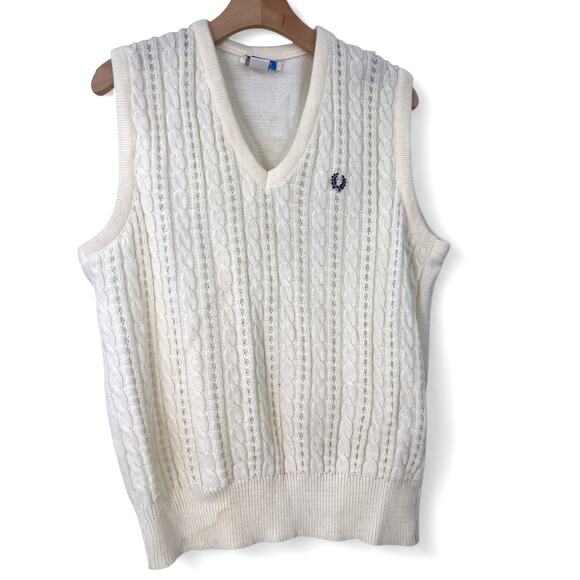 Fred Perry Other - Fred Perry Sportswear | L | VINTAGE Men's Ivory Cable Knit Golf Sweater Vest